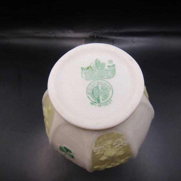Belleek 6" Yellow Panel Shamrock Vase - Picture 5 of 9